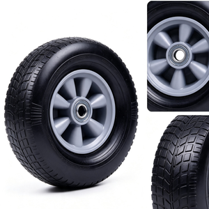 8x2.5 Inch <b>Flat</b> Free Solid Rubber Wheel All Terrain Tread Grey Plastic Spoke Rim Wheel for Hand Truck Garden <b>Trolley</b> Utility Car - Product Image 6