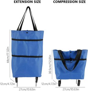 Sac de courses pliable 2023 avec roulettes, sac réutilisable pour l'épicerie, organisateur de nourriture, sac à légumes, sac à main pour femmes et enfants - Product Image 3