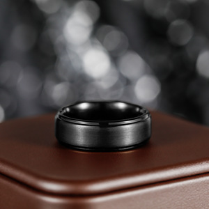 <b>Men</b> Tungsten Carbide <b>Ring</b> Brushed Grooved Band Multi‑Color Black Silver Gold Blue Custom Engravable Wedding <b>Promise</b> Finger <b>Ring</b> - Product Image 3