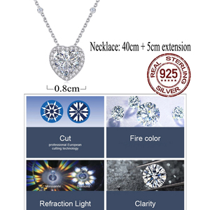 Simple Design Diamond <strong>Link</strong> Cubic Zirconia <strong>Jewellery</strong> 925 Sterling Silver Small Heart Necklace for Women Fashion Pendant Jewelry - Product Image 4