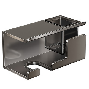Bathroom Shelf Wall Mounted Hair Dryer Holder Corner Storage Rack Gunmetal Gray Durable Rectangular - Product Image 5