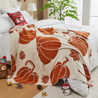 Herbst-Kürbis-Wurfdecke, Wendbare Weiche Gemütliche Strickdecke, Großhandel für Thanksgiving, Herbst, Halloween, Heimdekoration