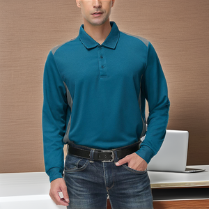 Camisas de Hombre Bordadas con Logotipo Personalizado, Camisa de Golf de Manga Larga con Botones, de Poliéster/Algodón Sólido, Casual, Antiarrugas, Servicio OEM - Product Image 2