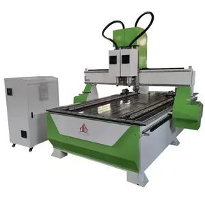 Distributor Best Price Woodworking Machinery 1325 1520 Double Heads 4 Axis Wood CNC Router Machine for Wood Carving Cutting