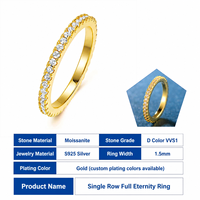 Bague Éternité Complète Personnalisée en Argent Sterling 925 et Moissanite, Vente en Gros Direct Usine, Bande D VVS1 pour Femme, Fournitures de Fabrication