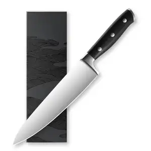 Couteau de chef de cuisine en acier damas 67 couches 8 pouces en métal couteau de coupe de logo personnalisé