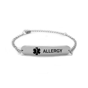 Polished stainless steel bracelet with curved engraving for men, women, adults and <strong>children</strong> - Product Image 1