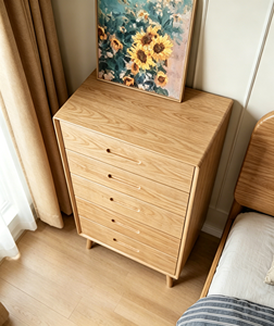 Modern Solid Wood 5-Drawer <b>Chest</b> Cabinet with Flat Panel Design for Entry <b>Storage</b> - Product Image 6