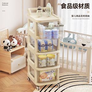 Miniature <b>Trolley</b> Storage Rack 5 Tier Plastic Drawer Style With Wheels For Baby Storage Organization - Product Image 2