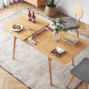 Japanse Stijl Meubelen Eenvoudige Houten Uitschuifbare Eetkamer Meubels Tafel Set