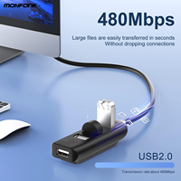 Adaptateur de concentrateur USB Monfonk Hi-Speed, mini concentrateur USB 2.0, séparateur 4 ports pour PC, ordinateur portable, ordinateur portable, périphériques informatiques