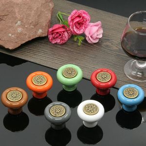 컬러풀 세라믹 손잡이 원형 문 캐비닛 서랍 손잡이 도자기 가구 - Product Image 4