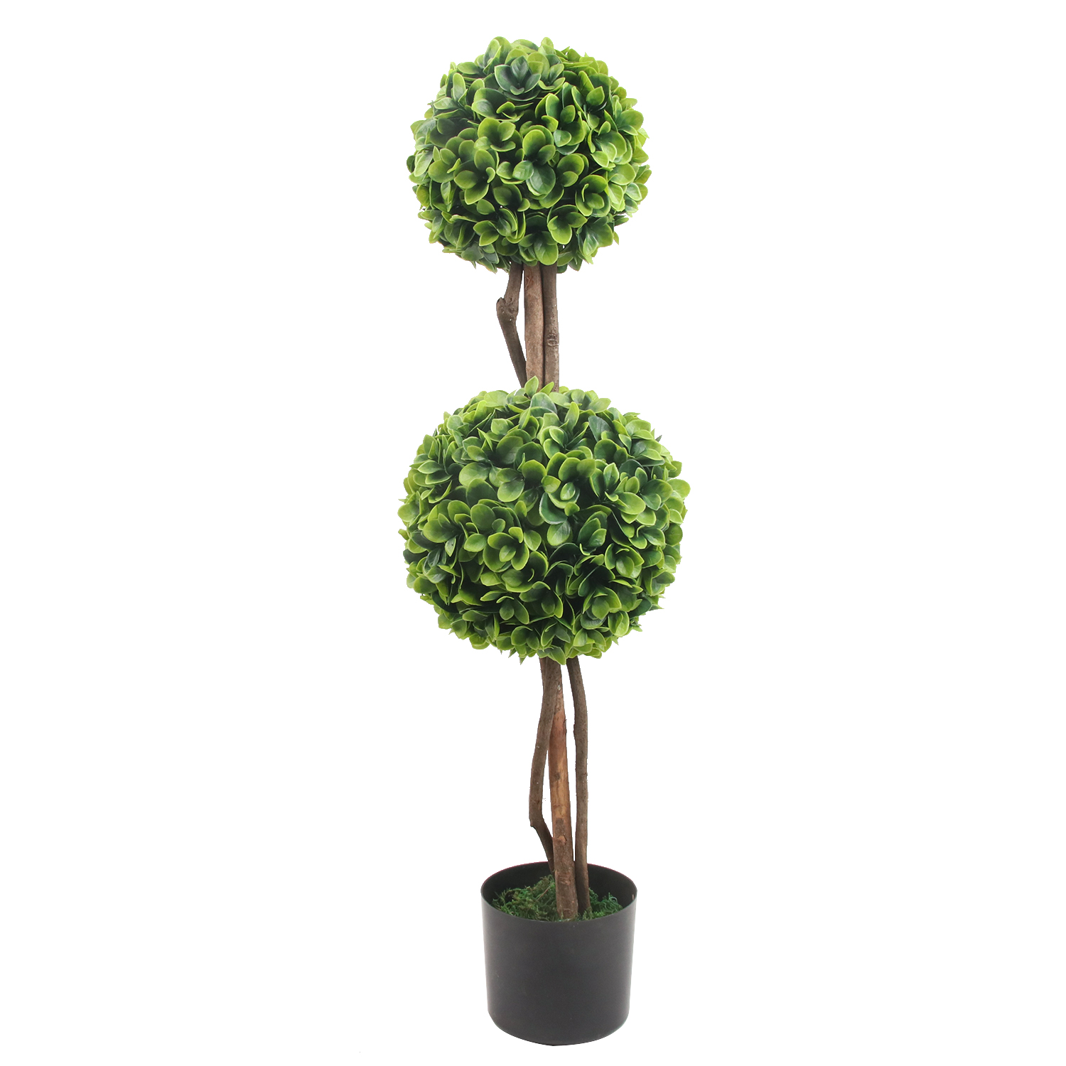 Arbre topiaire artificiel en buis à double boule 90 cm