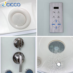 Cabines de douche modernes <span class=keywords><strong>en</strong></span> verre trempé auto-nettoyantes 90x90 cm, blanches, avec receveur de douche - Product Image 2