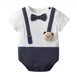 批发 100% 棉质男女通用婴儿服装套装 长袖婴儿连体衣 休闲纽扣闭合 纯色图案 派对生日 - Product Image 3