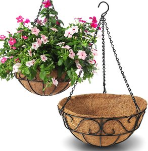 Planteur de panier suspendu en <span class=keywords><strong>métal</strong></span>, <span class=keywords><strong>porte</strong></span>-plantes en fil de coco, décorations de jardin pour Pots en véranda - Product Image 3