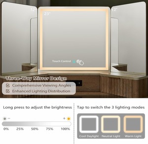 Wholesale Hot Selling Modern Bedroom Wooden Fluted Makeup Vanities Desk Large Corner <strong>Dressing</strong> <strong>Table</strong> <strong>Lights</strong> Mirror Charging - Product Image 6