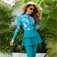Maillot de bain modeste à manches longues pour femmes grandes tailles, burkini islamique, maillot de bain musulman avec modestie