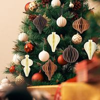 6 pièces d'ornements de Noël en papier nid d'abeille, lanternes en papier vintage 3D suspendues pour décorations de jardin et de fête durables
