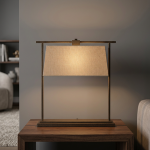 Lampe de table moderne en aluminium avec abat-jour en lin beige, LED E27 3500K blanc chaud, écologique, protection des yeux, AC 85-265V, commande par interrupteur - Product Image 3