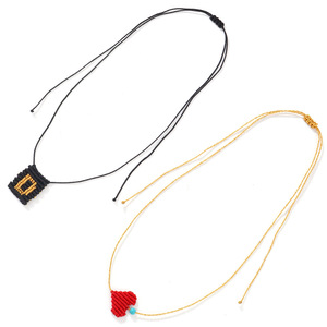 Collana Lunga Estiva Semplice e alla Moda in Stile Europeo-Americano, con <span class=keywords><strong>Cuore</strong></span> Rosso Intrecciato in Seta Dorata, Ispirazione Cristiana, per la <span class=keywords><strong>Notte</strong></span> - Product Image 1