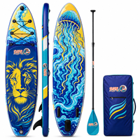 Planche de paddle gonflable de luxe avec pont en EVA, siège de kayak, pagaie, pompe et sac à dos pour l'aventure en bord de mer, en lac et en extérieur