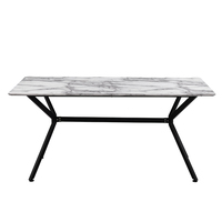 Ensemble de table à manger moderne en MDF avec 6 chaises, style classique, 8 places, table à manger de luxe avec placage en papier marbré