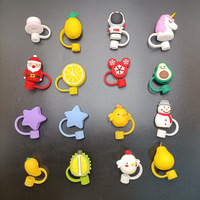 Paille couvre 8mm belle 3D personnalisé paille à boire breloques anti-poussière paille Toppers pour tasses Offre Spéciale PVC 1 pièce Silicone Opp sac