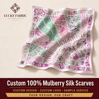 OEM / ODM Bandana carré 100% soie 65x65cm, tissé jacquard, imprimé numérique, motif tropical à lettres, pour femme, style décontracté, mariage, usage quotidien