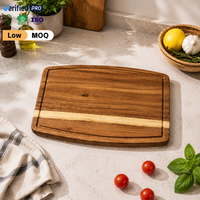 Ensemble de planches à découper en bois courbé professionnelles, réversibles, en acacia massif, avec rainure pour les jus, pour les hôtels, les restaurants et les fournitures
