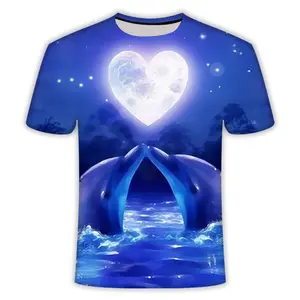 plus man dolphin 3d printing t shirt polyester short sleeve 3D men t shirts