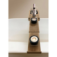 Baignoires pliantes en bambou de luxe modernes avec porte-accessoires de douche extensible et support pour tablette/livre pour utilisation dans les hôtels et appartements