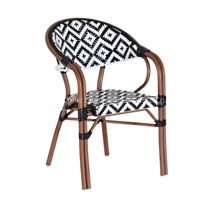 Conjunto de Muebles de Jardín de Mimbre Pintado, Estilo Moderno y Minimalista, para Espacios Pequeños, Mesa y Sillas de Mimbre Pintado Resistente a Altas Temperaturas