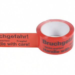 Cinta de Embalaje de 66m x 50mm, Adhesiva Roja con Aviso de Frágil, para Envíos - Product Image 2