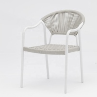 Meubles de jardin Chaise à cadre métallique Chaise de salle à manger tissée en corde Chaise colorée pour l'extérieur