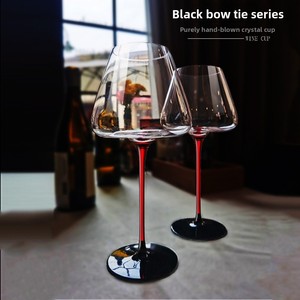 Hxglass Luxe Concave Fond Rouge <span class=keywords><strong>Verre</strong></span> À Vin Design Classique Noir Noeud Papillon Bourgogne Gros Ventre Restaurant Gobelet <span class=keywords><strong>Verre</strong></span> En Cristal - Product Image 5