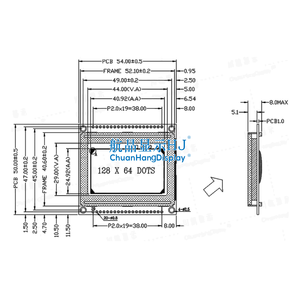 CH12864C 128x64 <strong>Custom</strong> <strong>LCD</strong> <strong>Display</strong> <strong>Module</strong> 44.0x29.0mm COB ChuanHangDisplay Graphical Dot Matrix <strong>LCD</strong> <strong>Display</strong> Font - Product Image 4