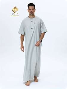 Burqa arabe haut de gamme pour hommes 2025 – Mode marocaine à manches courtes, col rond et boutons, pour un look qui fait sourire tous les hommes - Product Image 2