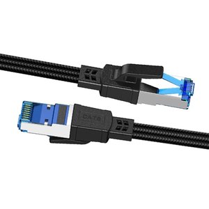Câble Ethernet Cat8 fabriqué en usine, 40 Gbit/s, 2000 MHz, SFTP, double blindage, noir, tressé, cuivre massif, RJ45, haute performance, plat, réseau - Product Image 6