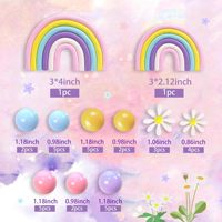 35 pièces de fleurs de décoration de gâteau boules arc-en-ciel pour décoration de gâteau d'anniversaire de fille