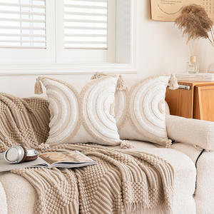 Nordic Style Geometric Throw Pillows Square Plush With Tassels Decorative <b>Cushions</b> For Sofa Home Decor - Product Image 1