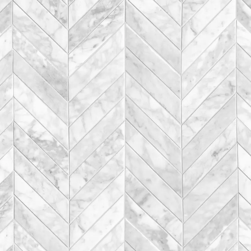 Mattonelle di mosaico in marmo di Sunwings | Stock in noi | Bianco Carrara Chevron mosaici da parete e piastrelle per pavimento