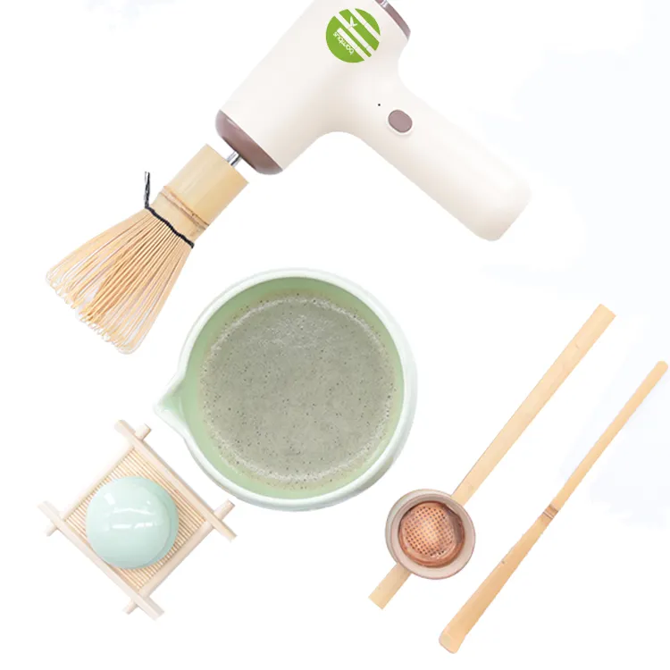 Bambus Matcha çırpma için Matcha kolay bambu yeşil çay çırpma seti elektrikli içecek mikseri hazırlıyor