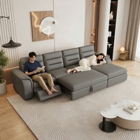 Canapé d'angle moderne en forme de L avec fonction lit, inclinable électrique, rangement, méridienne multifonctionnelle à mouvement motorisé pour salon, en mousse