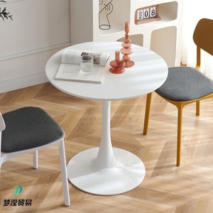 Modern Cafe <strong>Tables</strong> Black Small <strong>Tulip</strong> <strong>Table</strong> Round Dining <strong>Table</strong> for 2 People - Product Image 4