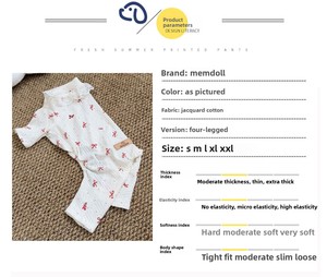 Pyjama en coton jacquard fin respirant printemps/été pour animaux de compagnie à quatre pattes, motif nœud mignon, collection originale Memdoll Studio pour chiots - Product Image 6