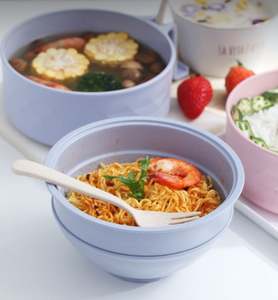 Food Container Creative New Noodle Bowl Wheat Straw Drain Soup Dry Noodle Bowl Tableware <b>Set</b> Six-piece <b>Set</b> - Product Image 4