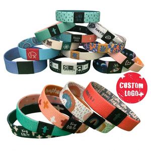 Pulsera Deportiva de Poliéster Sublimado con Logotipo Personalizado a Bajo Costo, Impresión a Todo Color, para Fiestas, Deportes, Festivales, Tejida y Elástica - Product Image 1