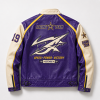 Blouson Moto en Cuir Vieilli OEM, Col Montant, Style Racing, Broderie Lourde Personnalisée, Effet Vintage Homme
