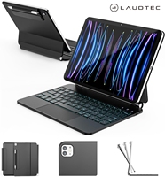 Keyboard Magic untuk iPad Air 11 Pro 11, untuk Air 10.9 inci, Permukaan Bercahaya dengan Tombol Sentuh Multi-Touch, Grosir OEM/ODM/Private Label
